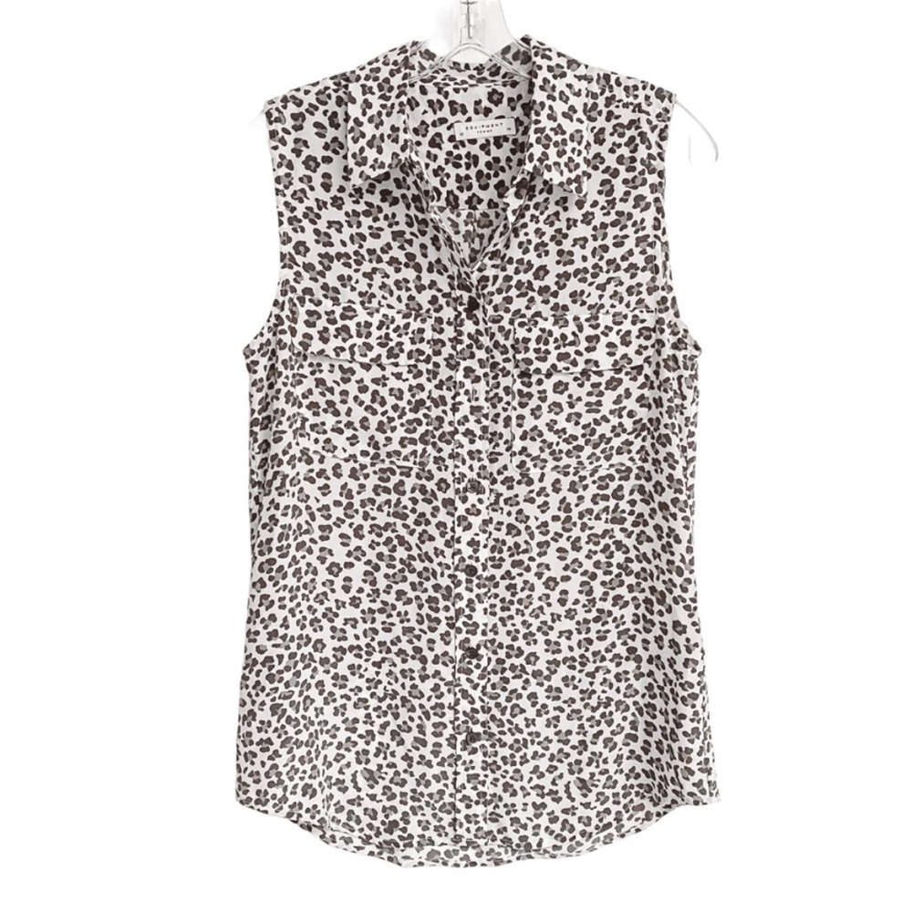 Equipment Sleeveless Cheetah Print Blouse